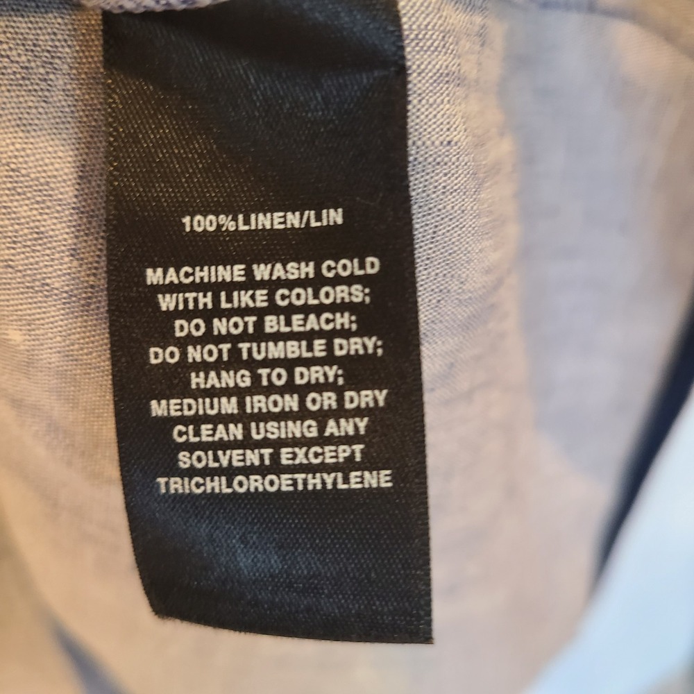 Lafayette 148 Blue Linen Popover Top‎ Small Oversized Loose Dolman Short Sleeves - Picture 6 of 8